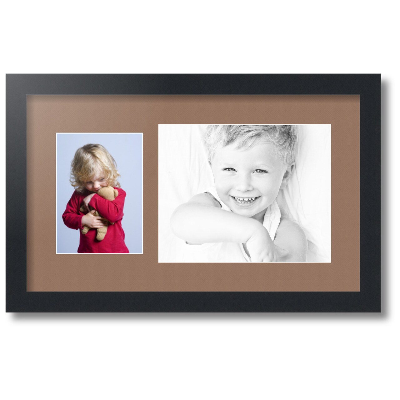 ArtToFrames Collage Photo Picture Frame with 1 - 5x7, 8x10 inch Openings, Framed in Black with Over 62 Mat Color Options and Regular Glass (CSM-3926-166)
